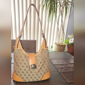 Coach Tan and Brown Shoulder Bag
